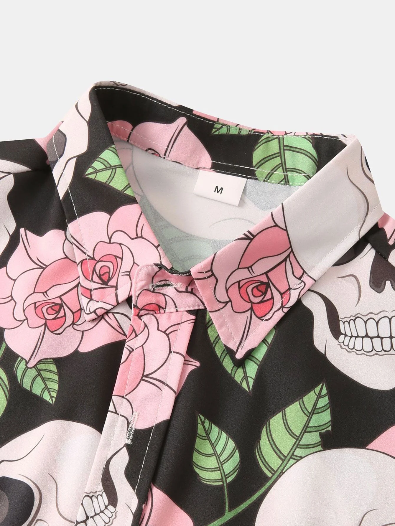 Alanis® | Skull Rose Print Button Up Shirt - Image 3
