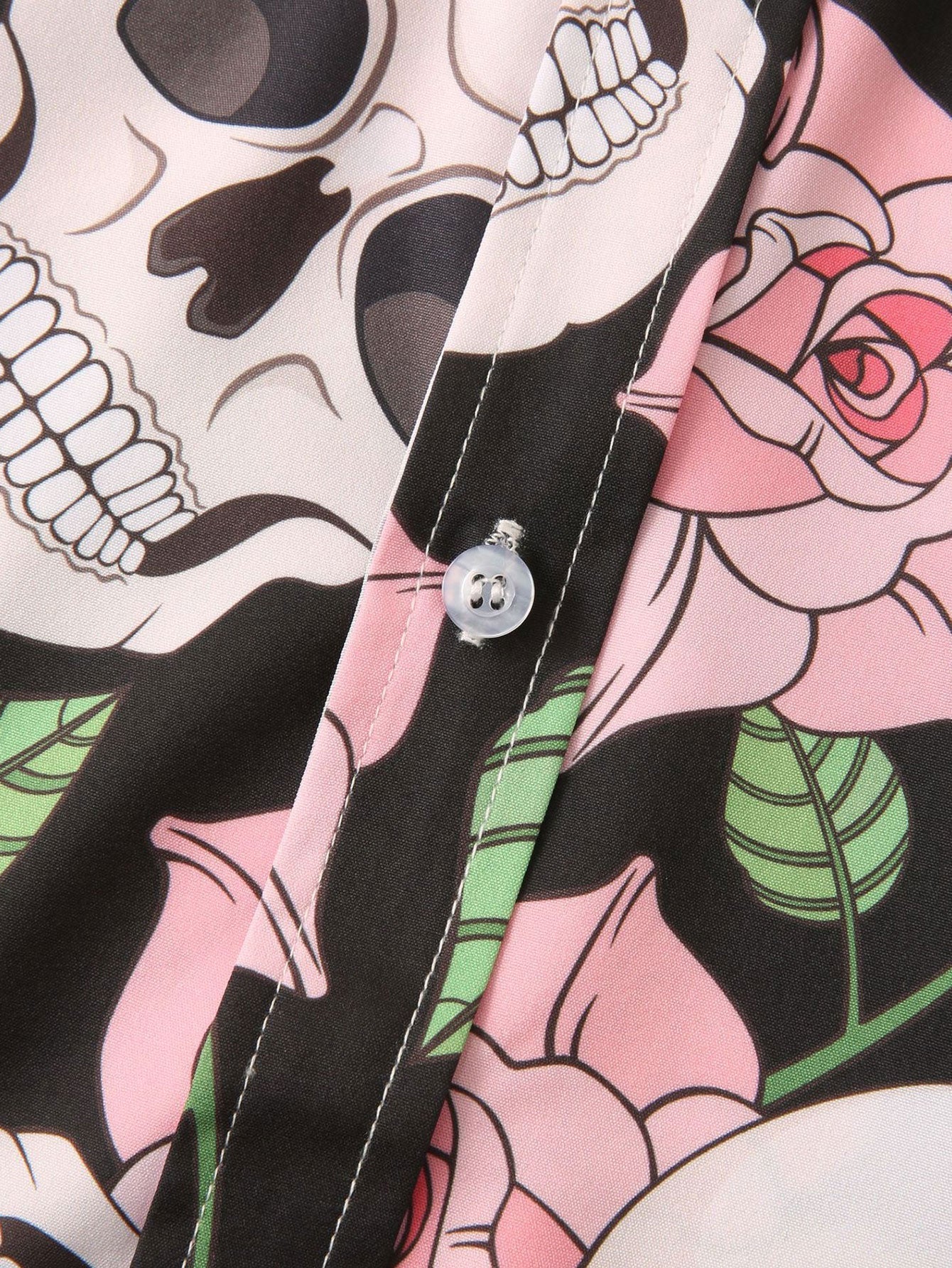 Alanis® | Skull Rose Print Button Up Shirt - Image 4