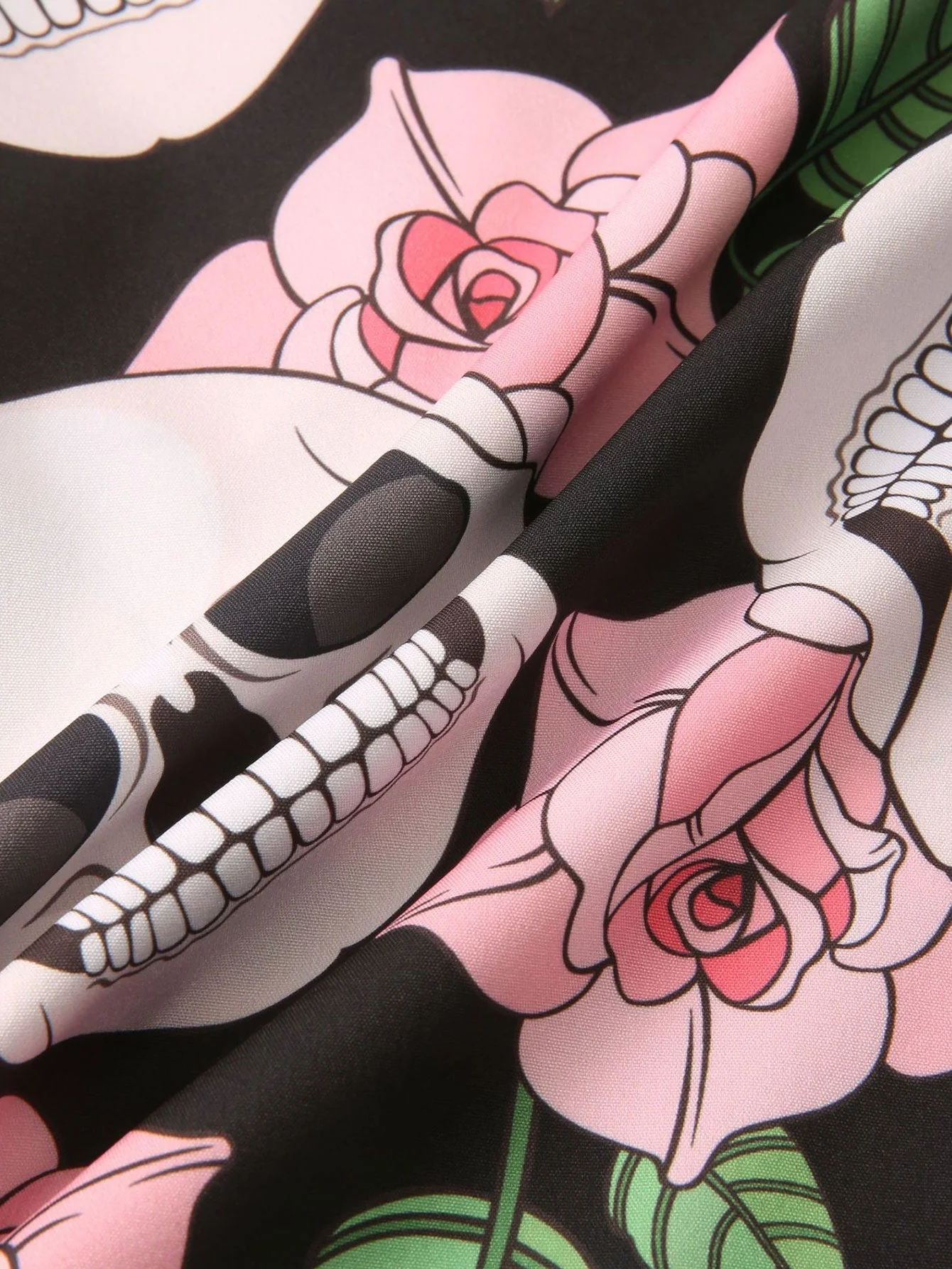 Alanis® | Skull Rose Print Button Up Shirt - Image 7