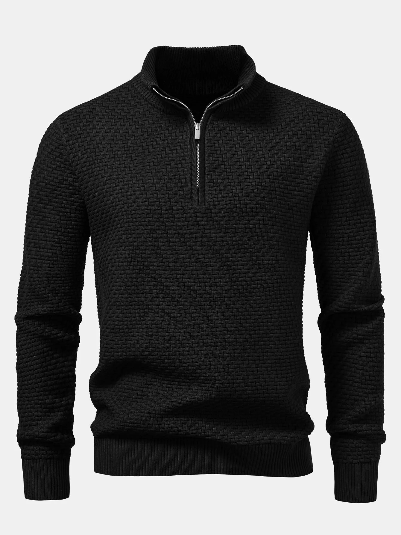 Alarico® | Wave Jacquard Quarter Zip Sweater - Image 5