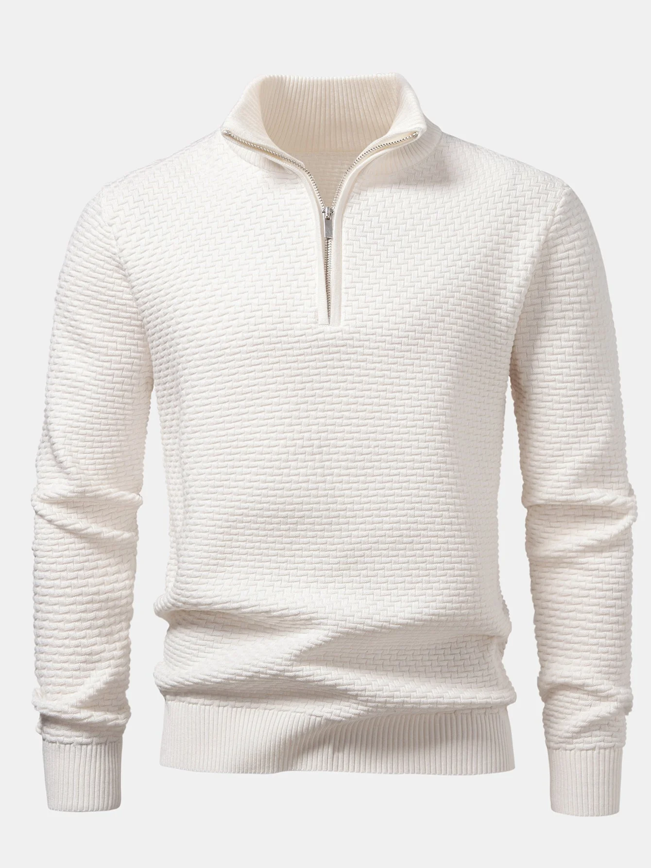 Alarico® | Wave Jacquard Quarter Zip Sweater - Image 7