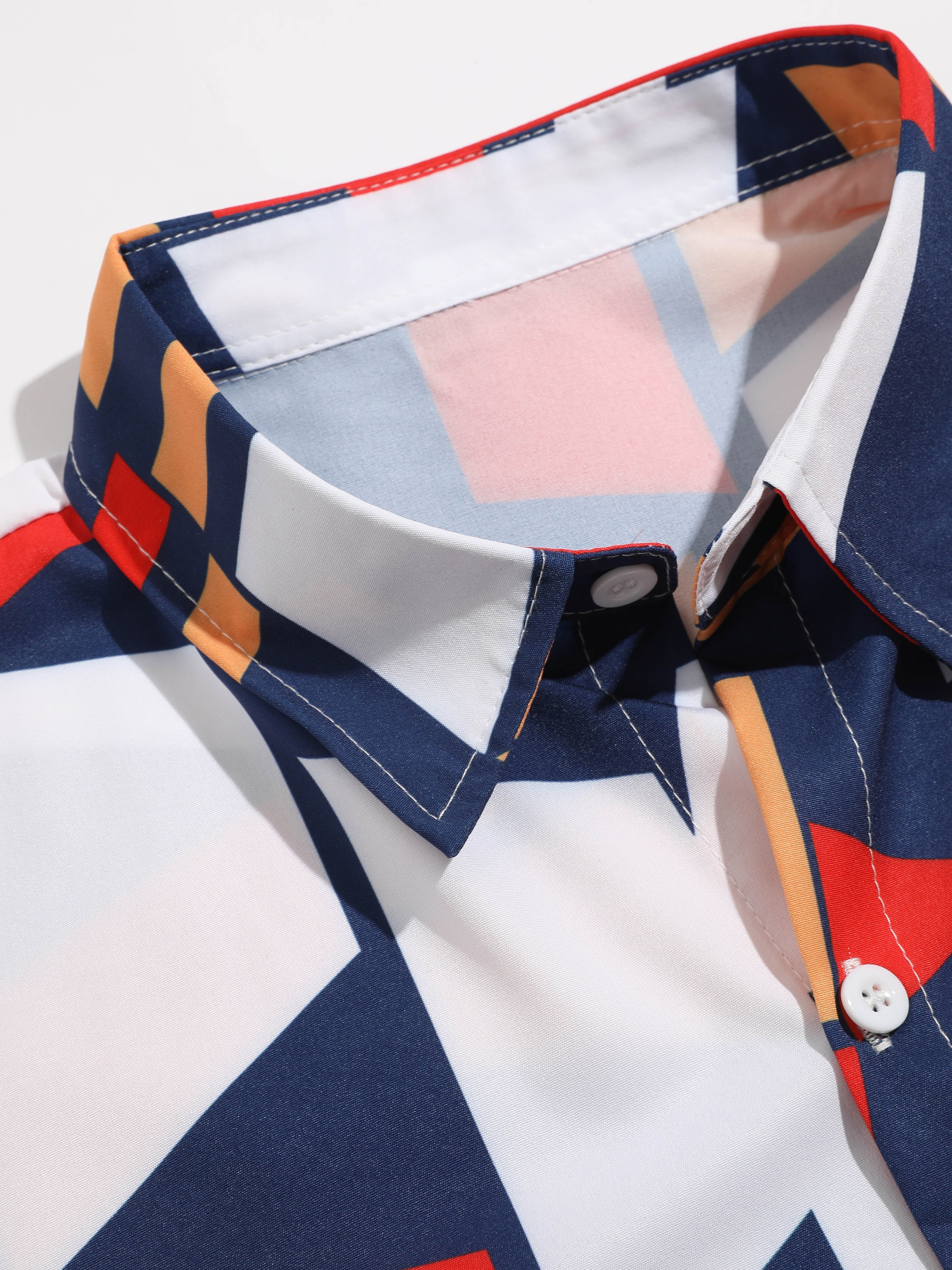 Albano® | Geometry Print Button Up Shirt - Image 3