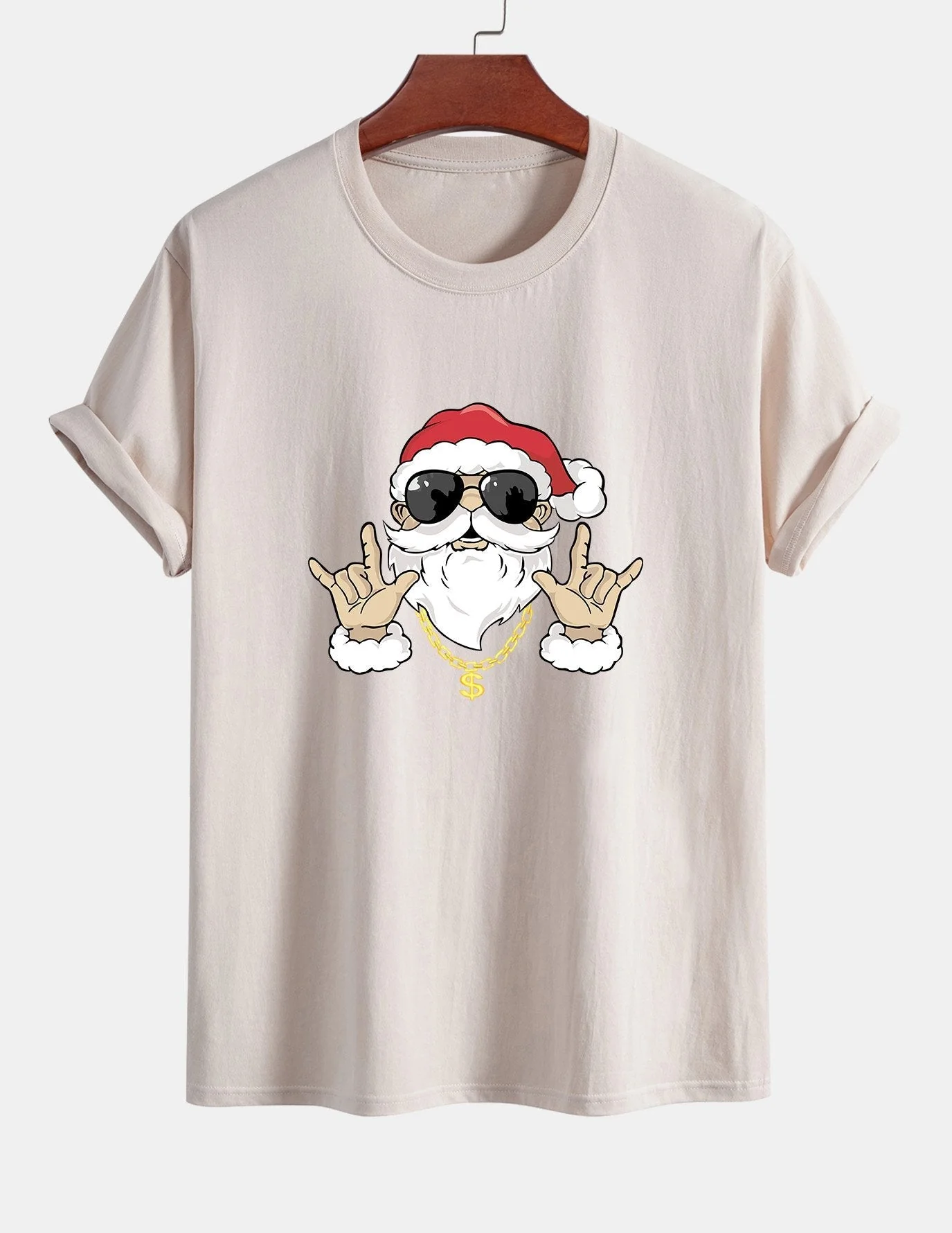Albano® | Hip Hop Santa Print Cotton T-Shirt - Image 10