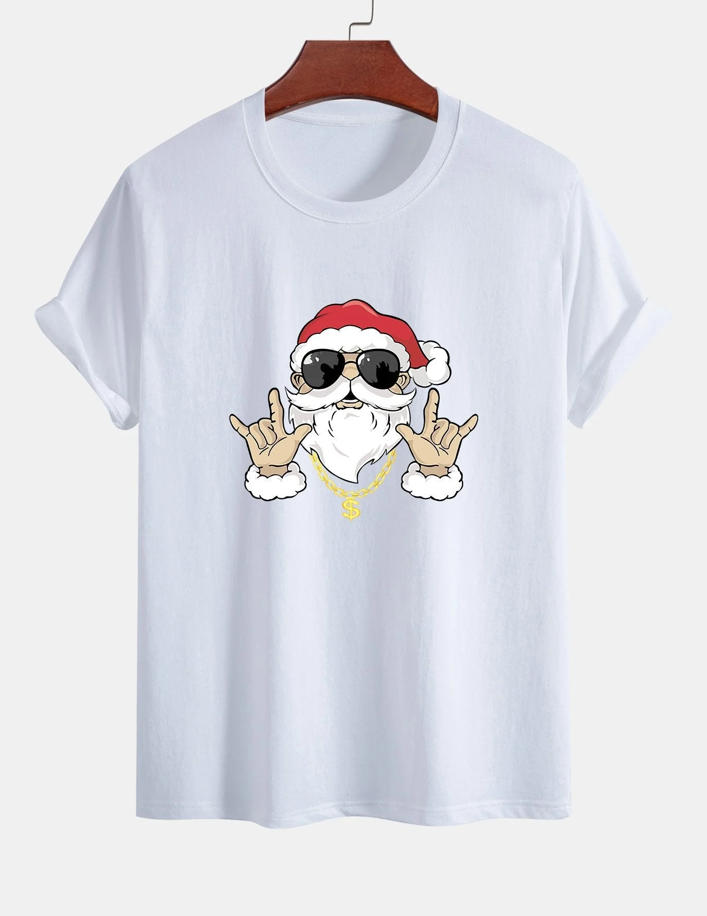 Albano® | Hip Hop Santa Print Cotton T-Shirt - Image 11