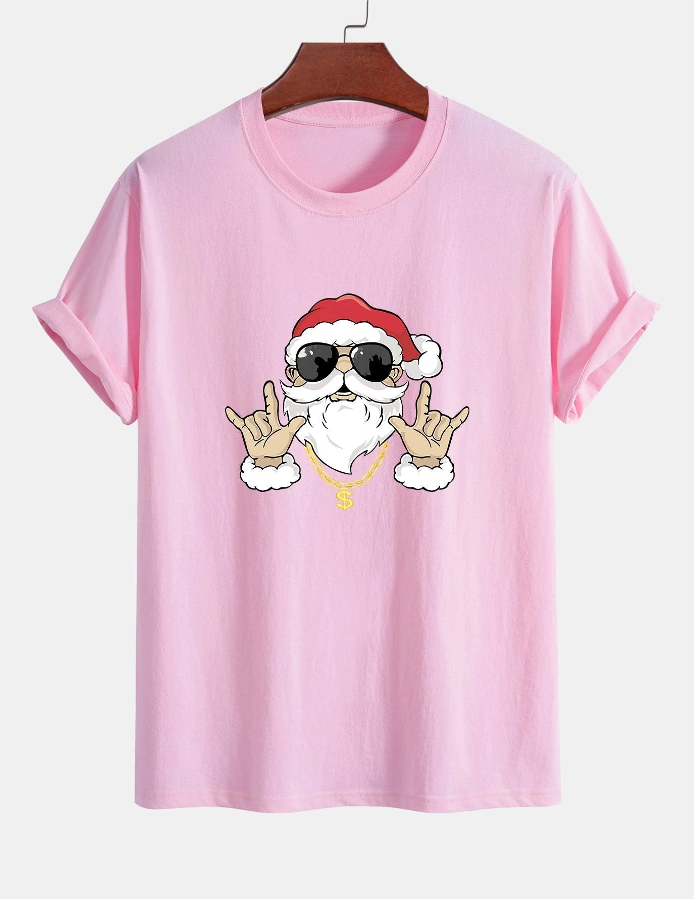 Albano® | Hip Hop Santa Print Cotton T-Shirt - Image 12