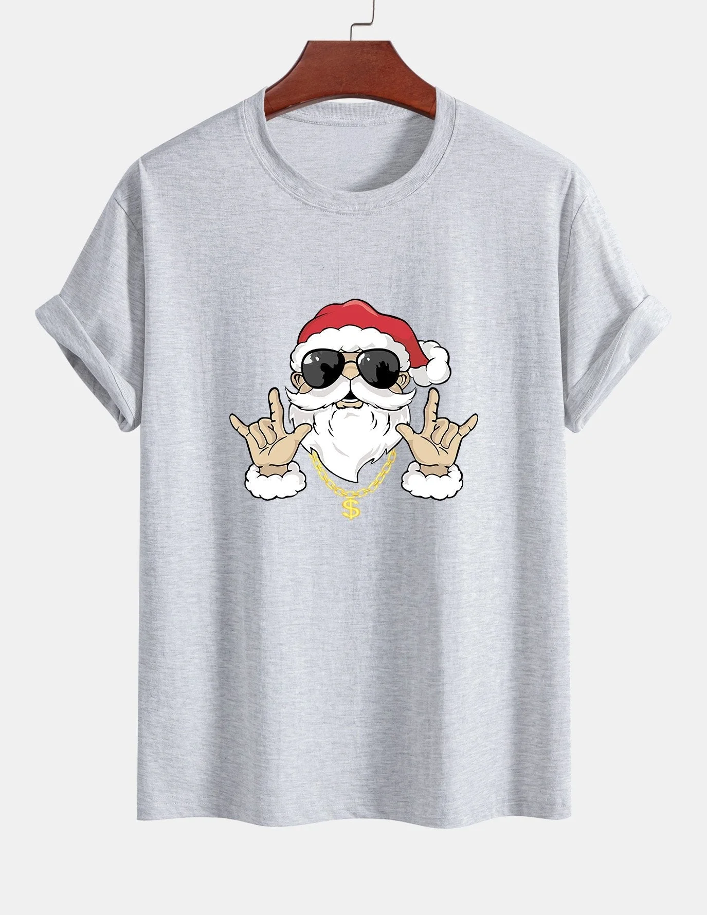Albano® | Hip Hop Santa Print Cotton T-Shirt - Image 13