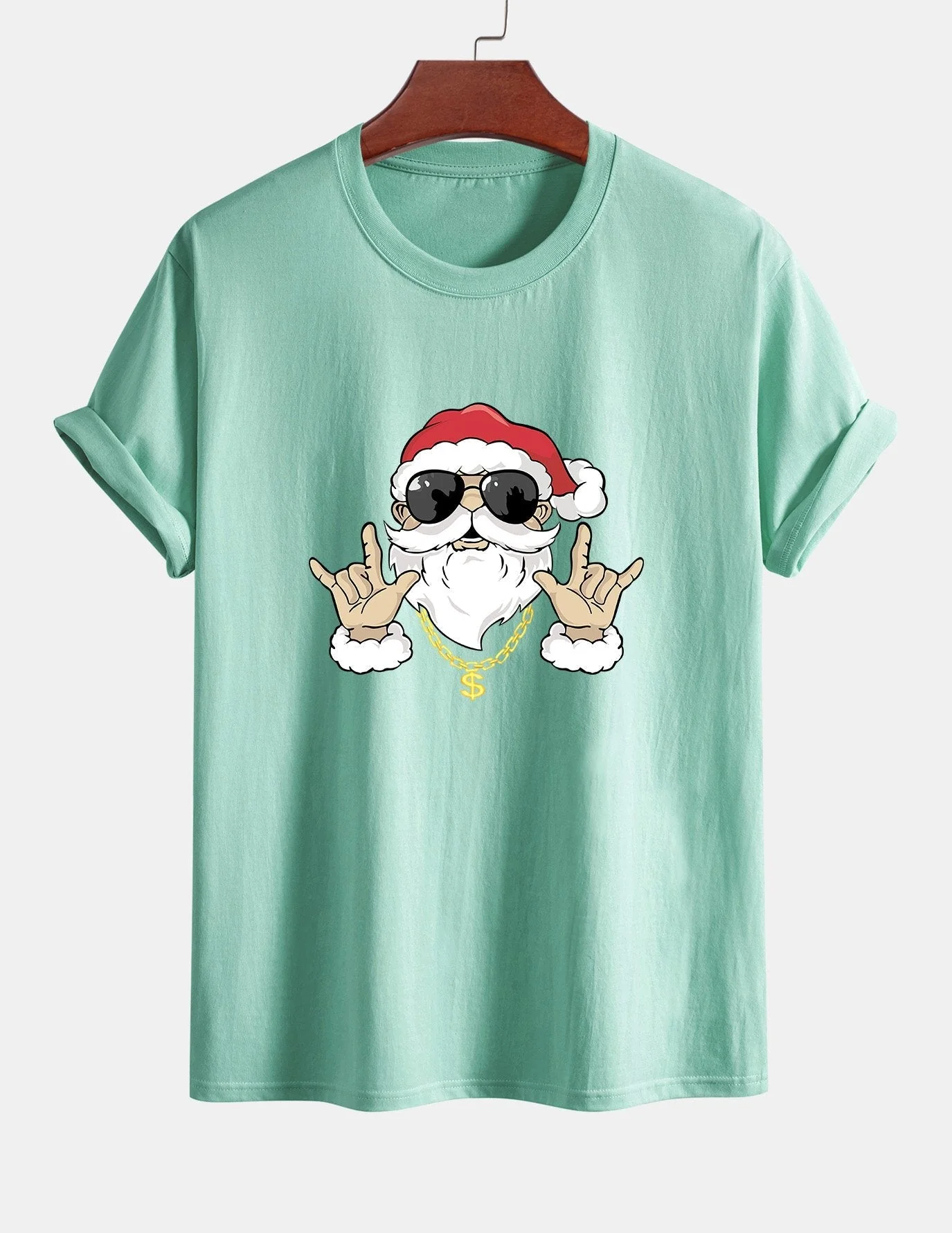 Albano® | Hip Hop Santa Print Cotton T-Shirt - Image 14