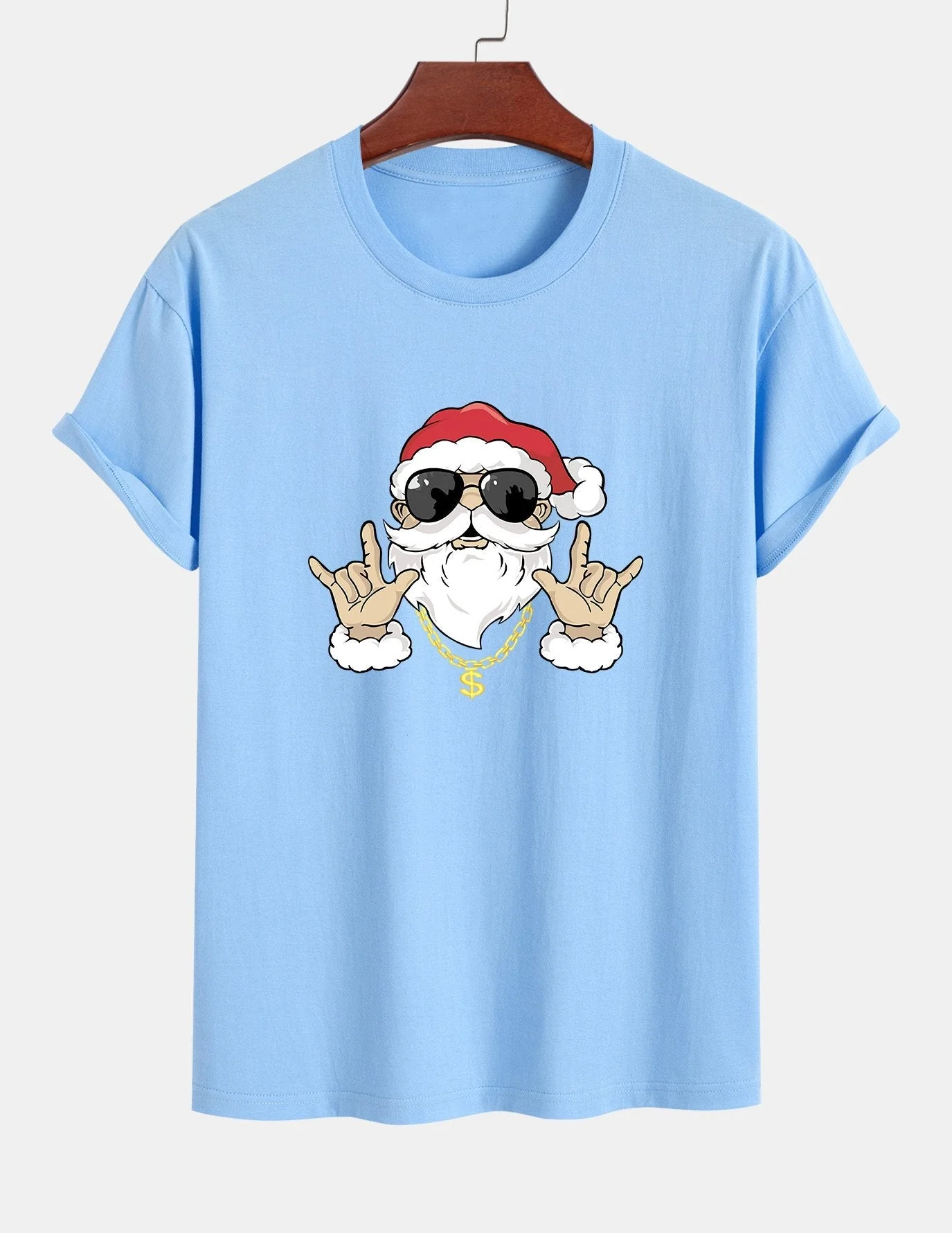 Albano® | Hip Hop Santa Print Cotton T-Shirt - Image 15