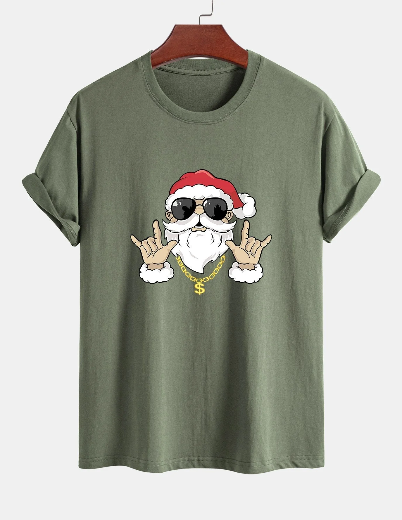Albano® | Hip Hop Santa Print Cotton T-Shirt - Image 16