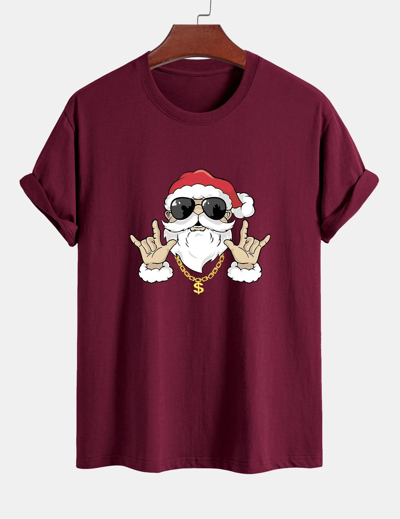 Albano® | Hip Hop Santa Print Cotton T-Shirt - Image 2