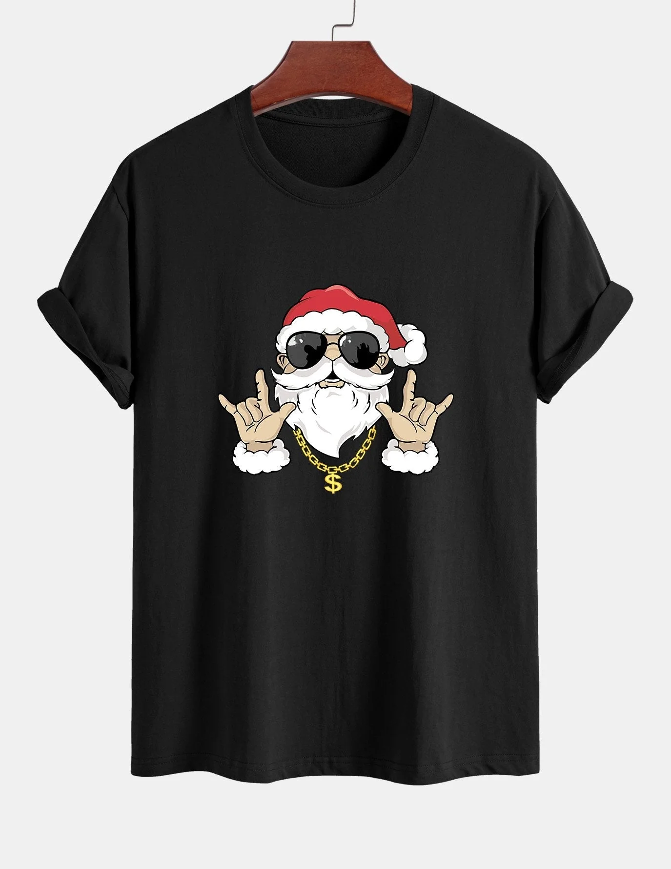 Albano® | Hip Hop Santa Print Cotton T-Shirt - Image 3