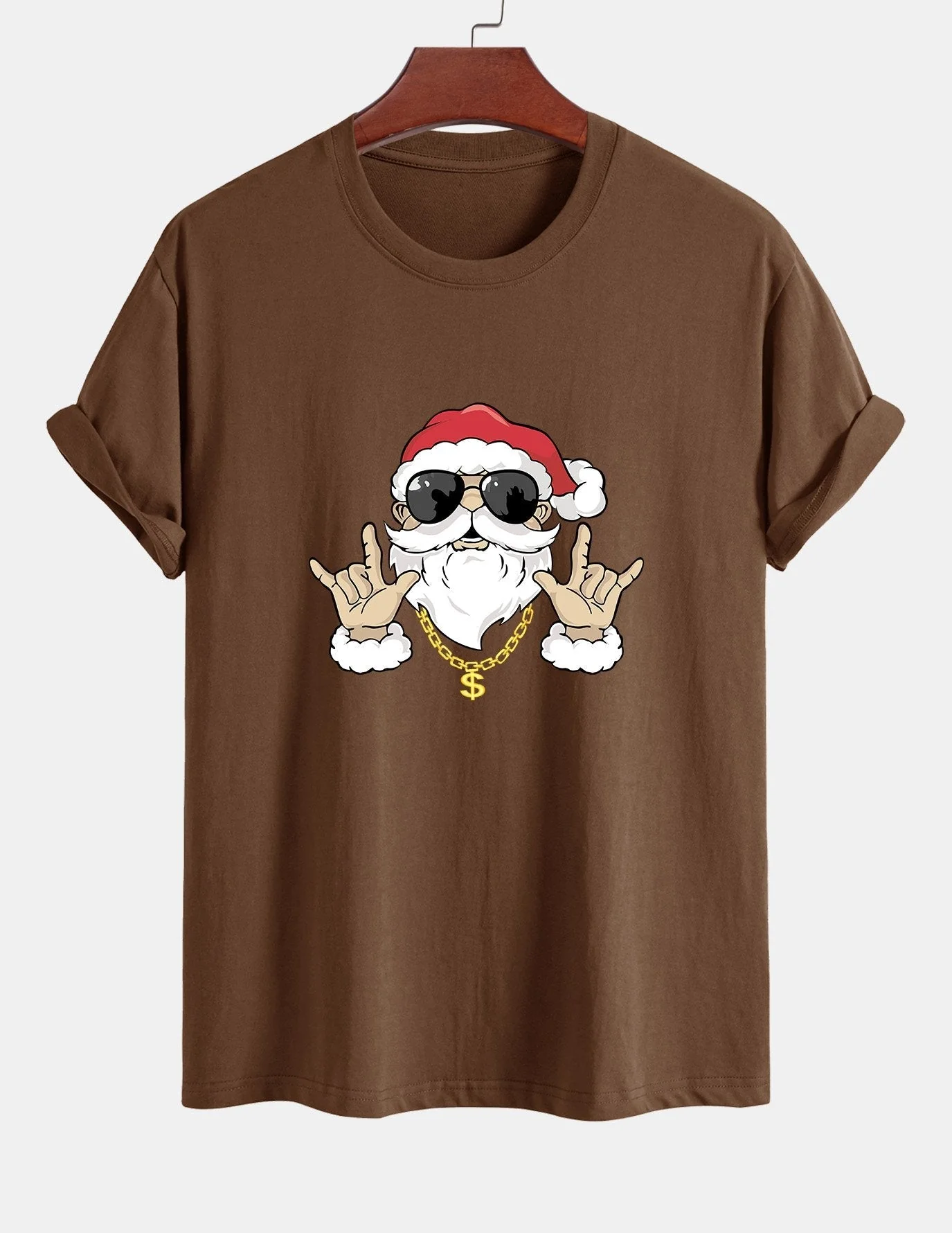 Albano® | Hip Hop Santa Print Cotton T-Shirt - Image 4