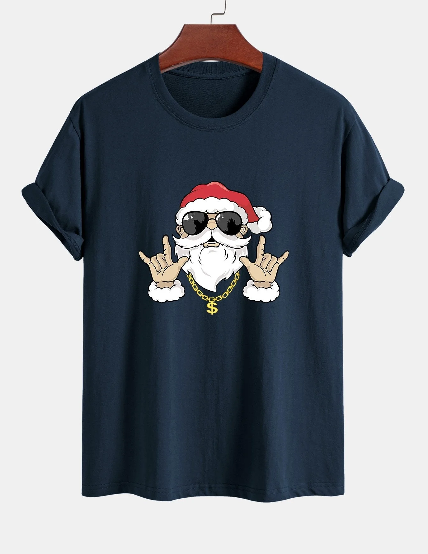 Albano® | Hip Hop Santa Print Cotton T-Shirt - Image 5