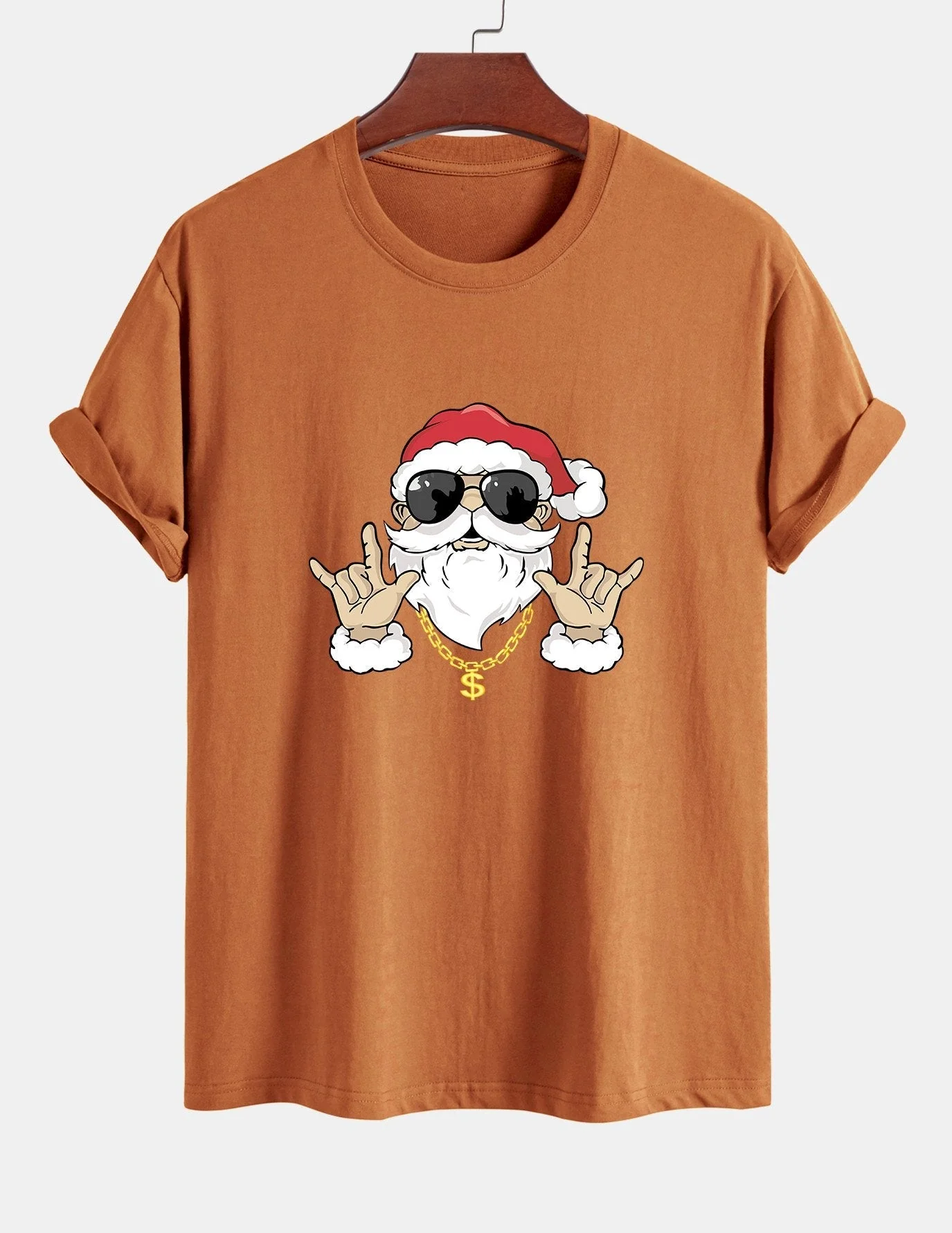 Albano® | Hip Hop Santa Print Cotton T-Shirt - Image 6