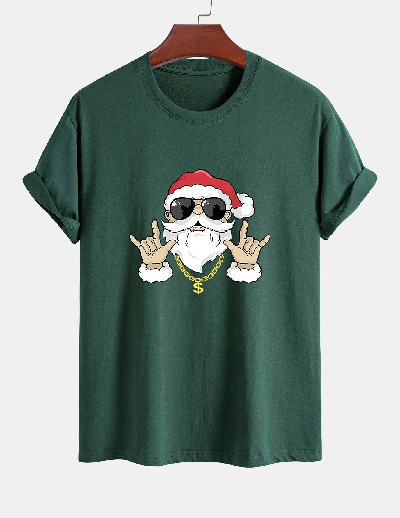 Albano® | Hip Hop Santa Print Cotton T-Shirt - Image 8