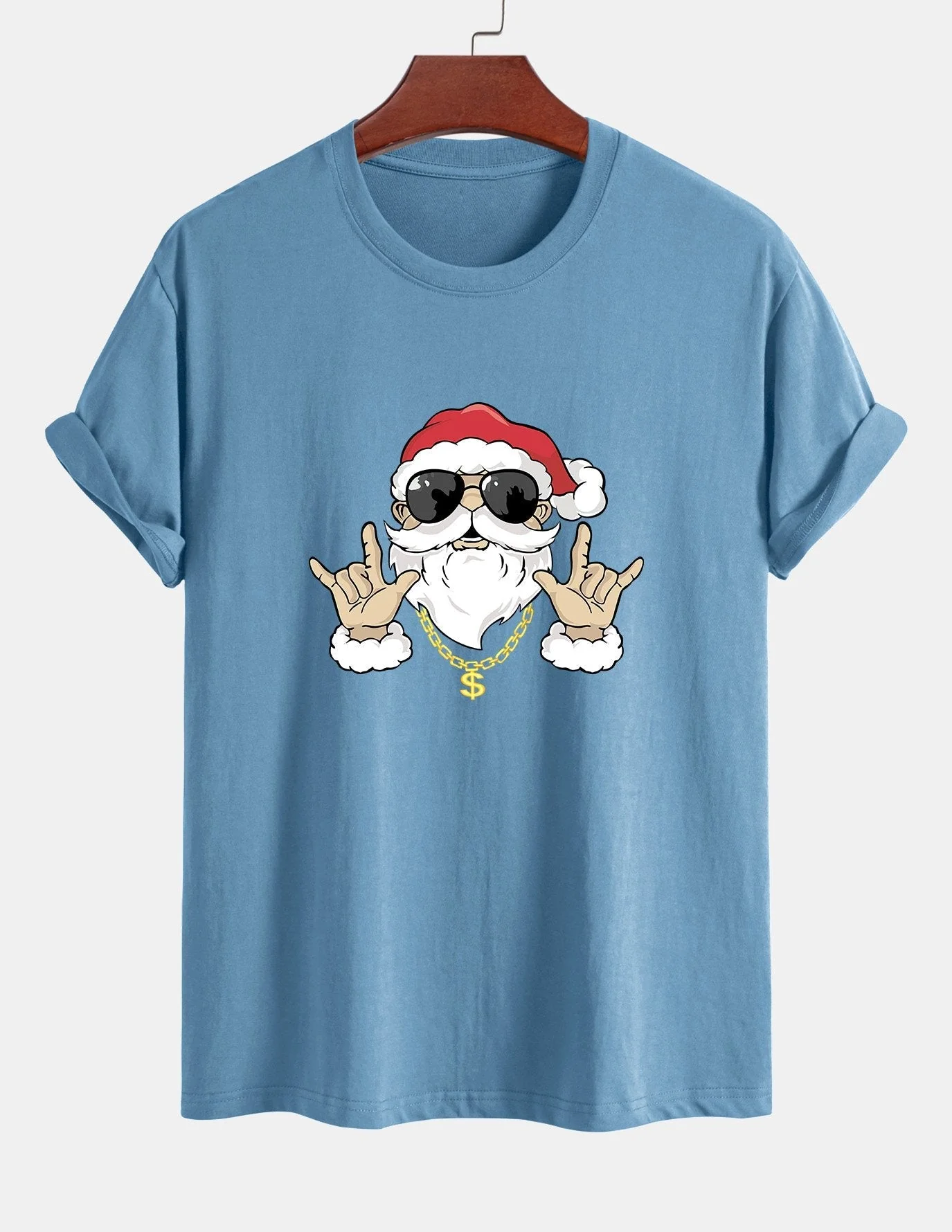 Albano® | Hip Hop Santa Print Cotton T-Shirt - Image 9