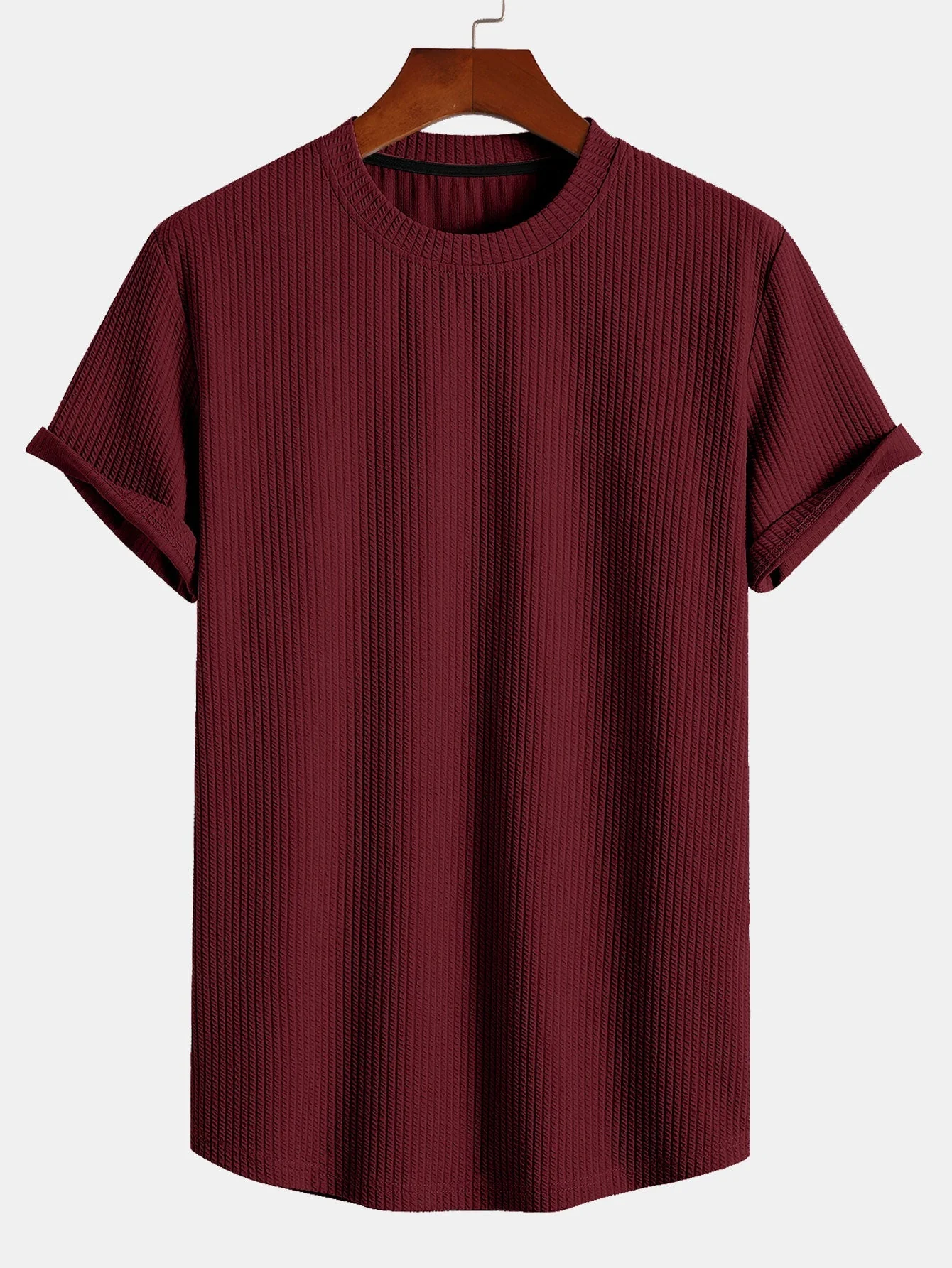 Albano® | Muscle Fit Ribbed Arc Hem T-Shirt - Image 5