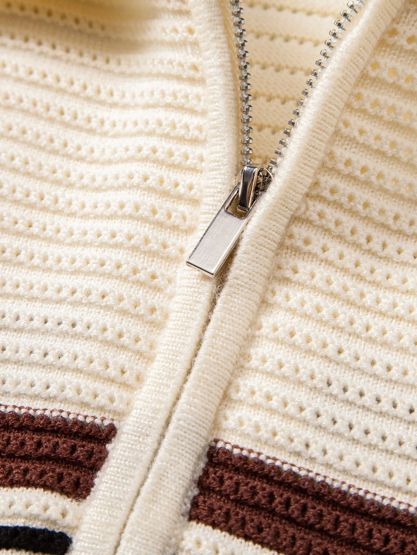 Albano® | Striped Textured Zip Knit Polo Shirt - Image 6