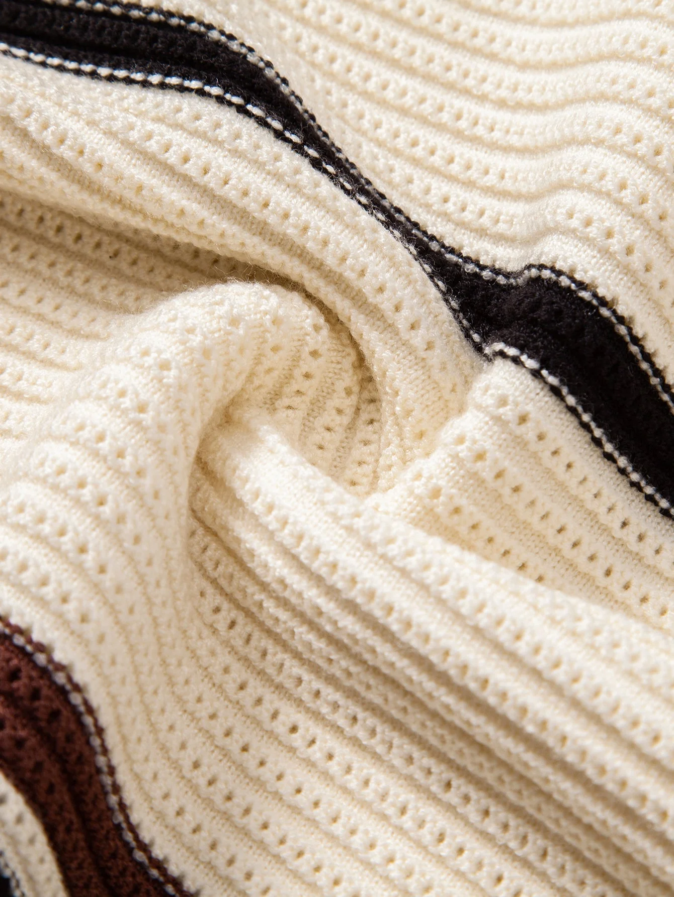Albano® | Striped Textured Zip Knit Polo Shirt - Image 7