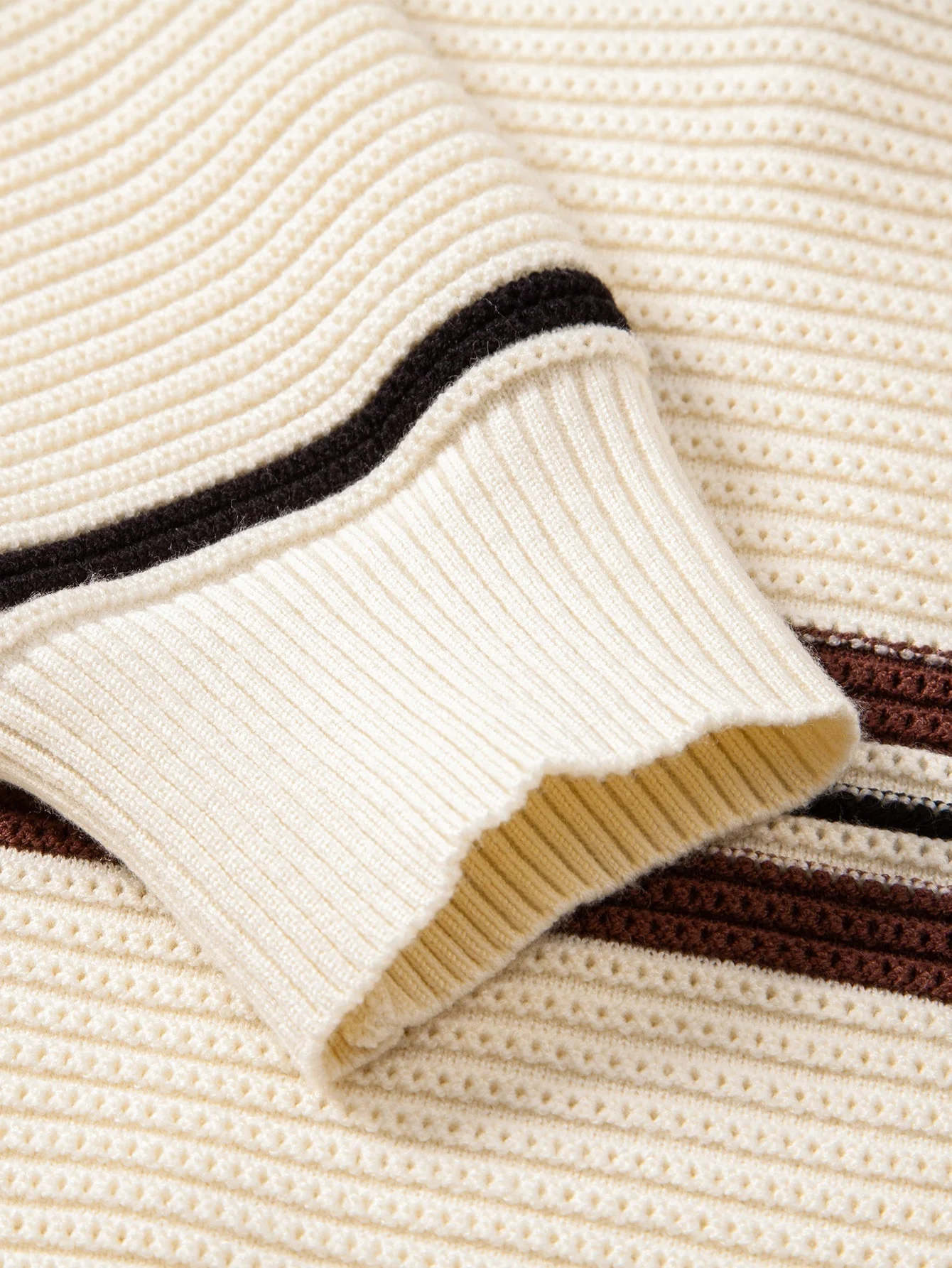 Albano® | Striped Textured Zip Knit Polo Shirt - Image 9