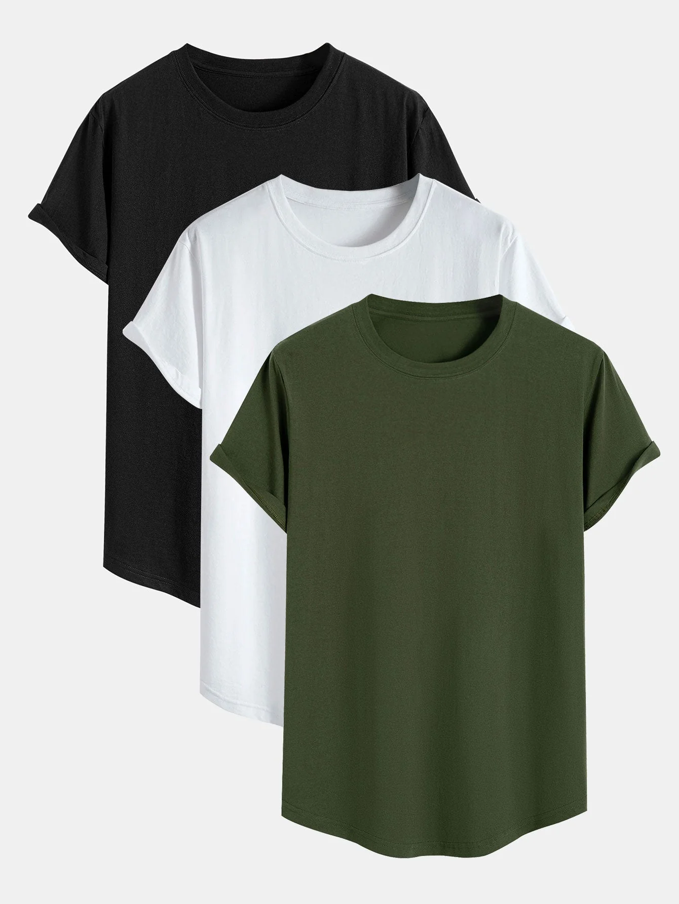 Albert® | 3 Pieces Basic Cotton Arc Hem T-Shirts - Image 2