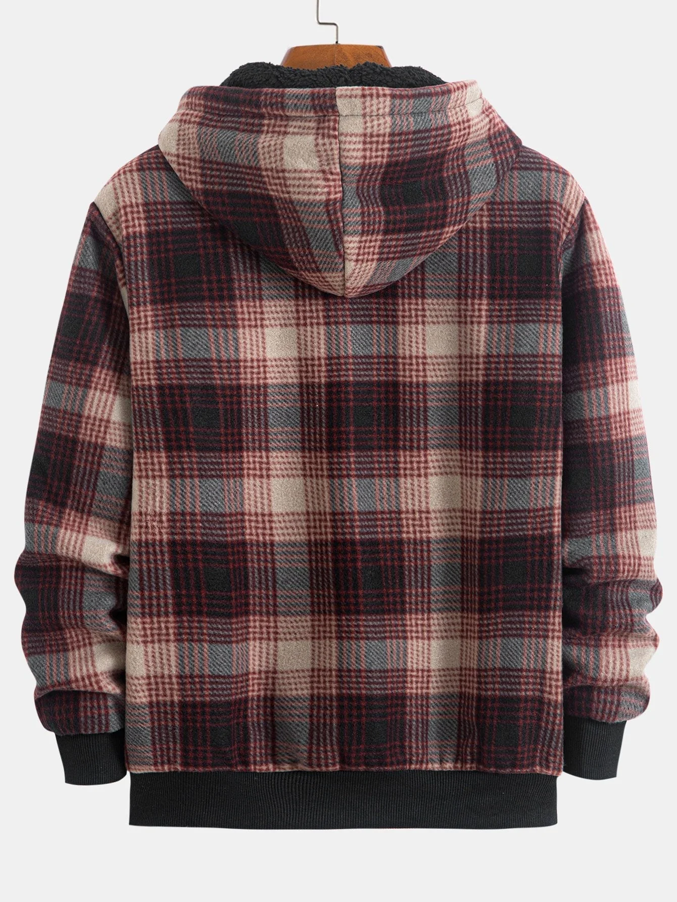 Albert | Teddy Fleece Lined Flannel Plaid Hoodie - Image 2