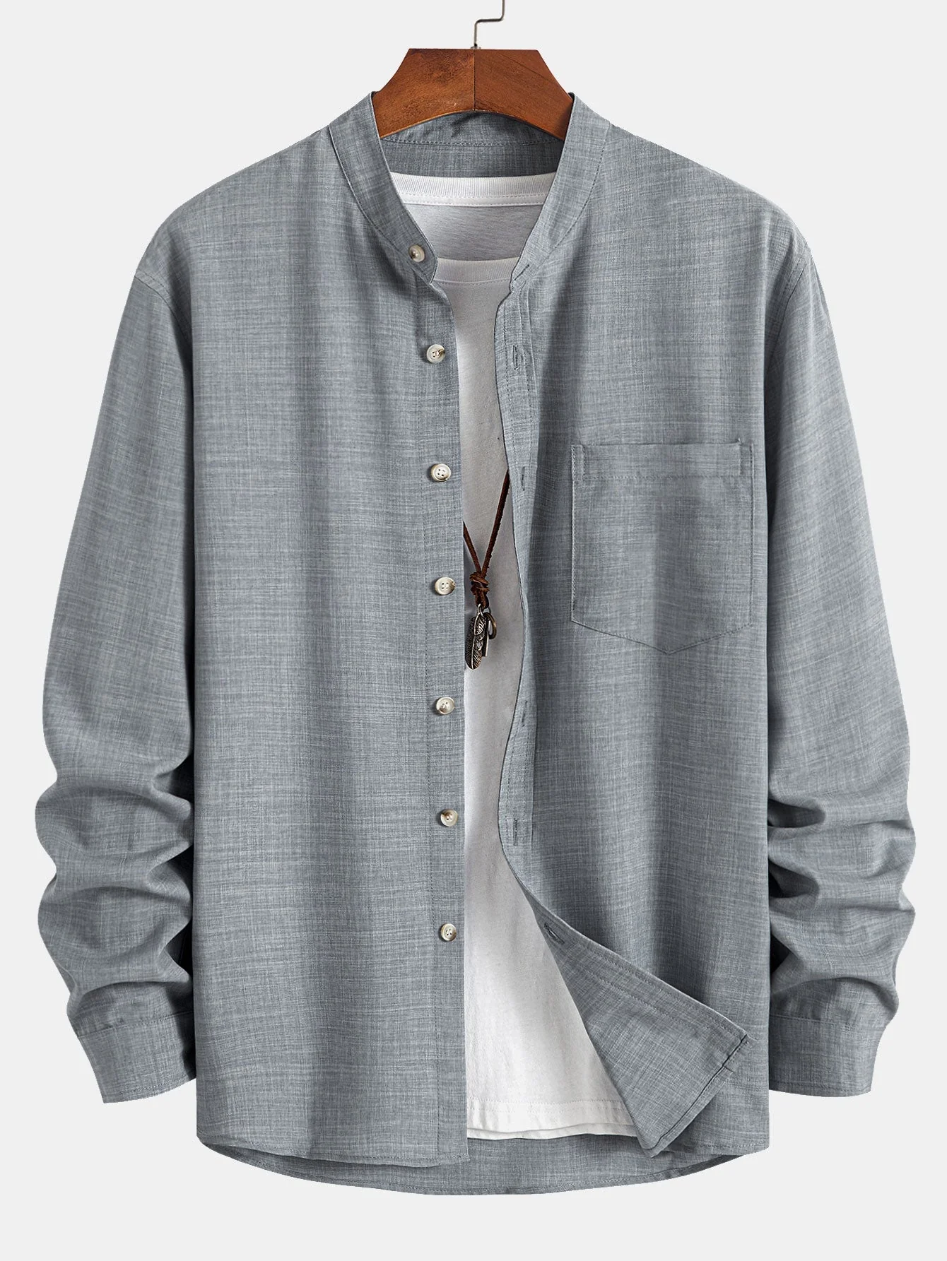 Alboin® | Long Sleeve Stand Collar Shirt - Image 6