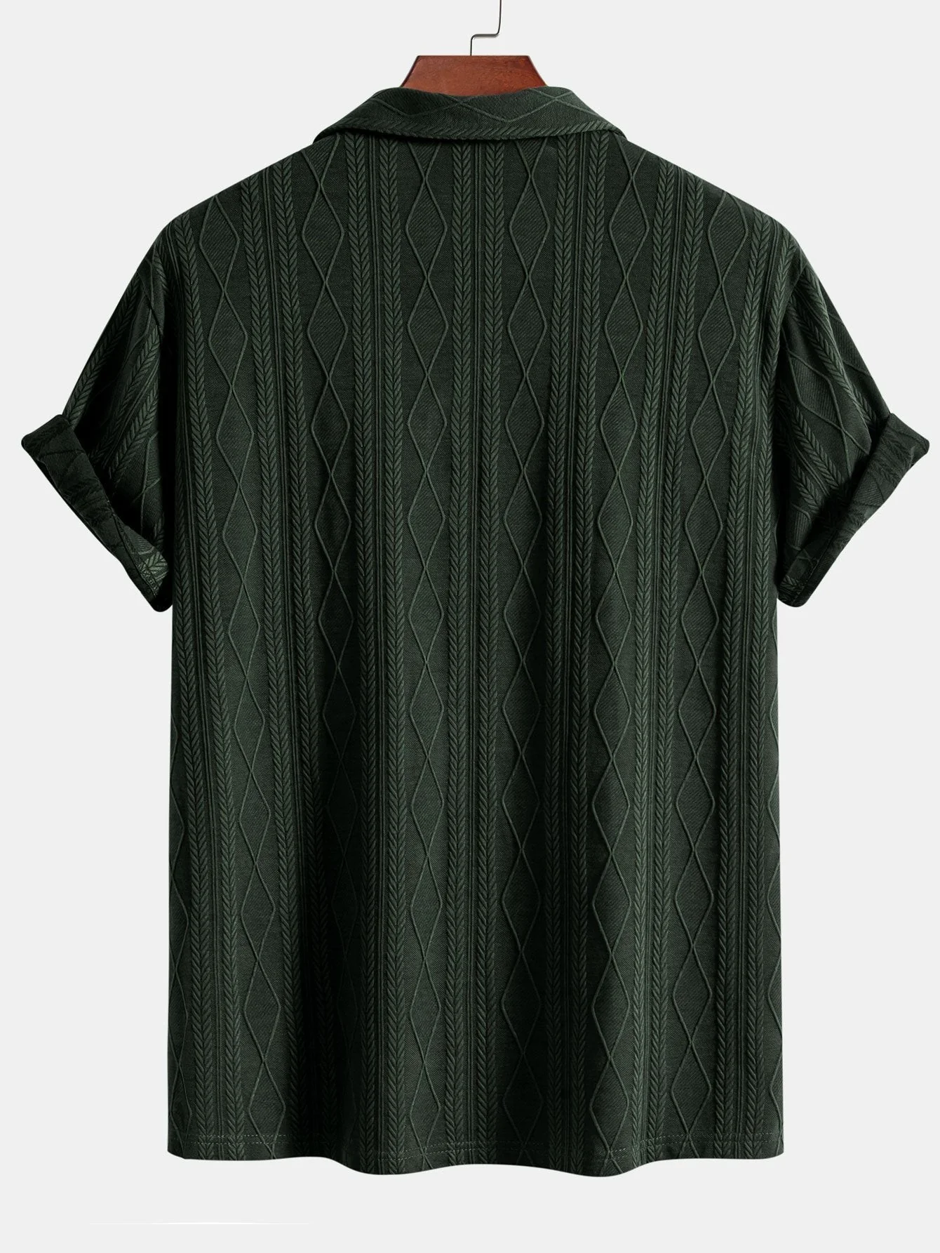 Albrecht® | Knitted Geometric Rhombus Jacquard Cuban Shirt - Image 2