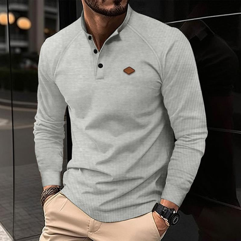 Alceo® | Men's Casual Waffle Henley Collar Raglan Long Sleeve T-Shirt 51518862Y - Image 2