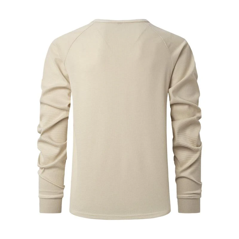 Alceo® | Men's Casual Waffle Henley Collar Raglan Long Sleeve T-Shirt 51518862Y - Image 5