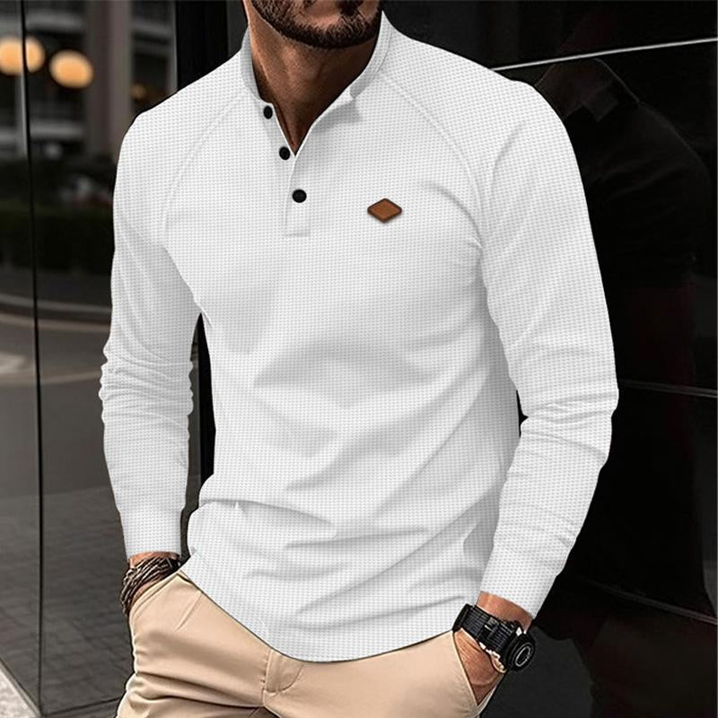 Alceo® | Men's Casual Waffle Henley Collar Raglan Long Sleeve T-Shirt 51518862Y - Image 7