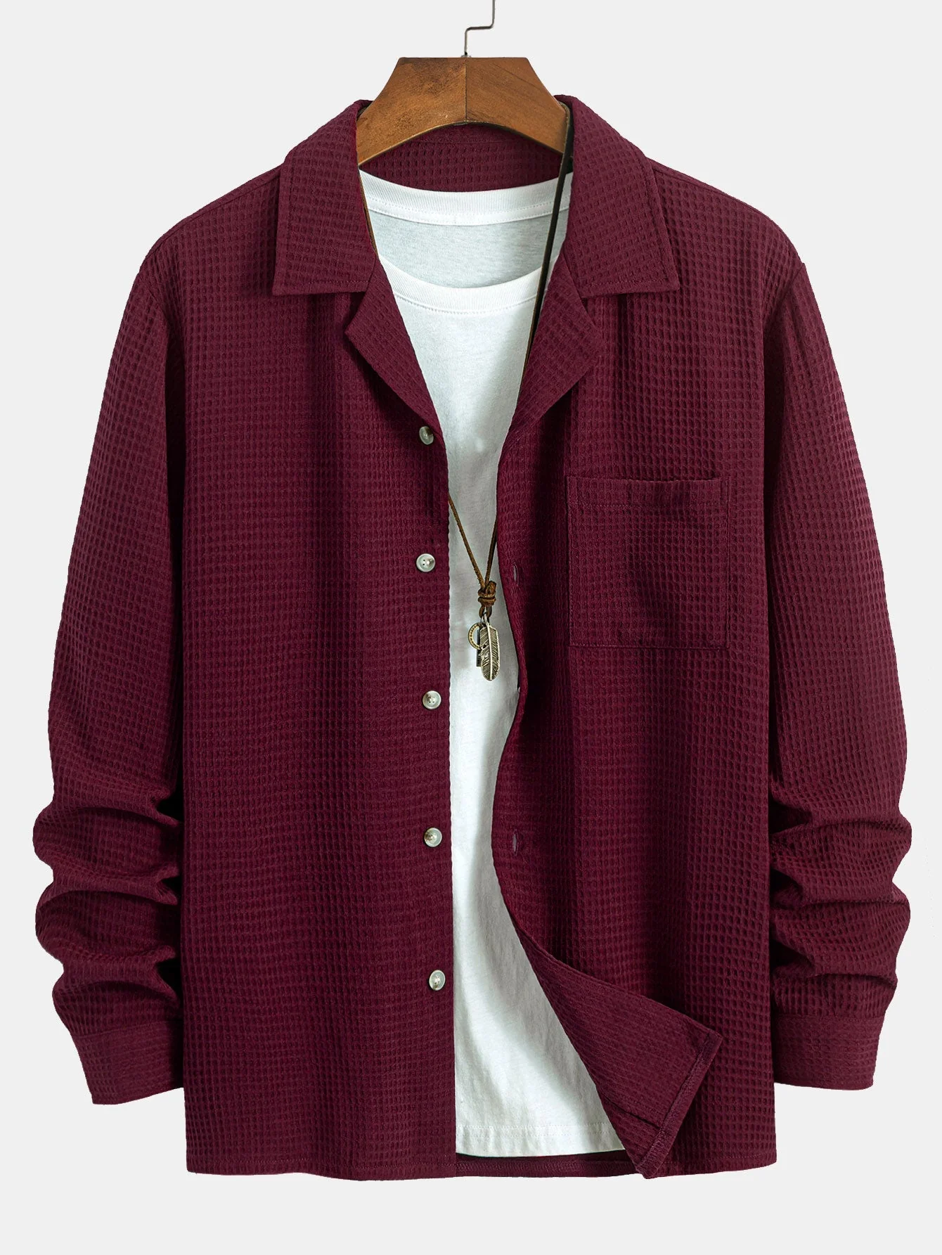 Alcidas® | Long Sleeve Waffle Cuban Collar Shirt - Image 4