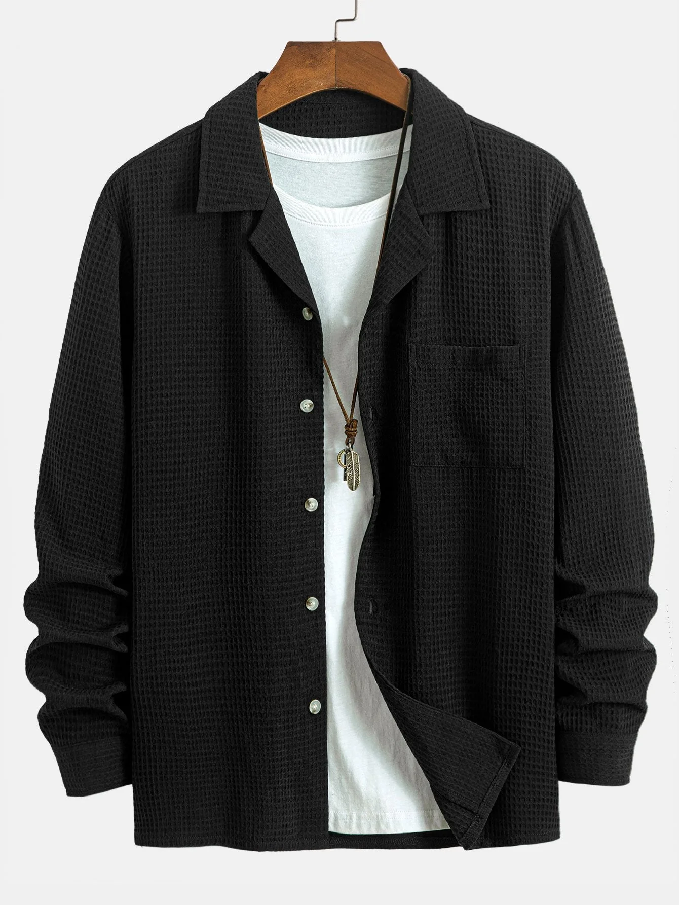 Alcidas® | Long Sleeve Waffle Cuban Collar Shirt - Image 5