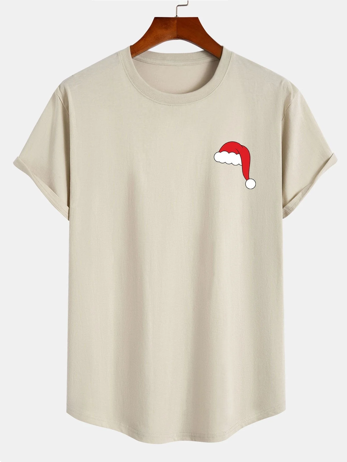 Alcides® | Santa Hat Print Cotton Arc Hem T-Shirt - Image 2