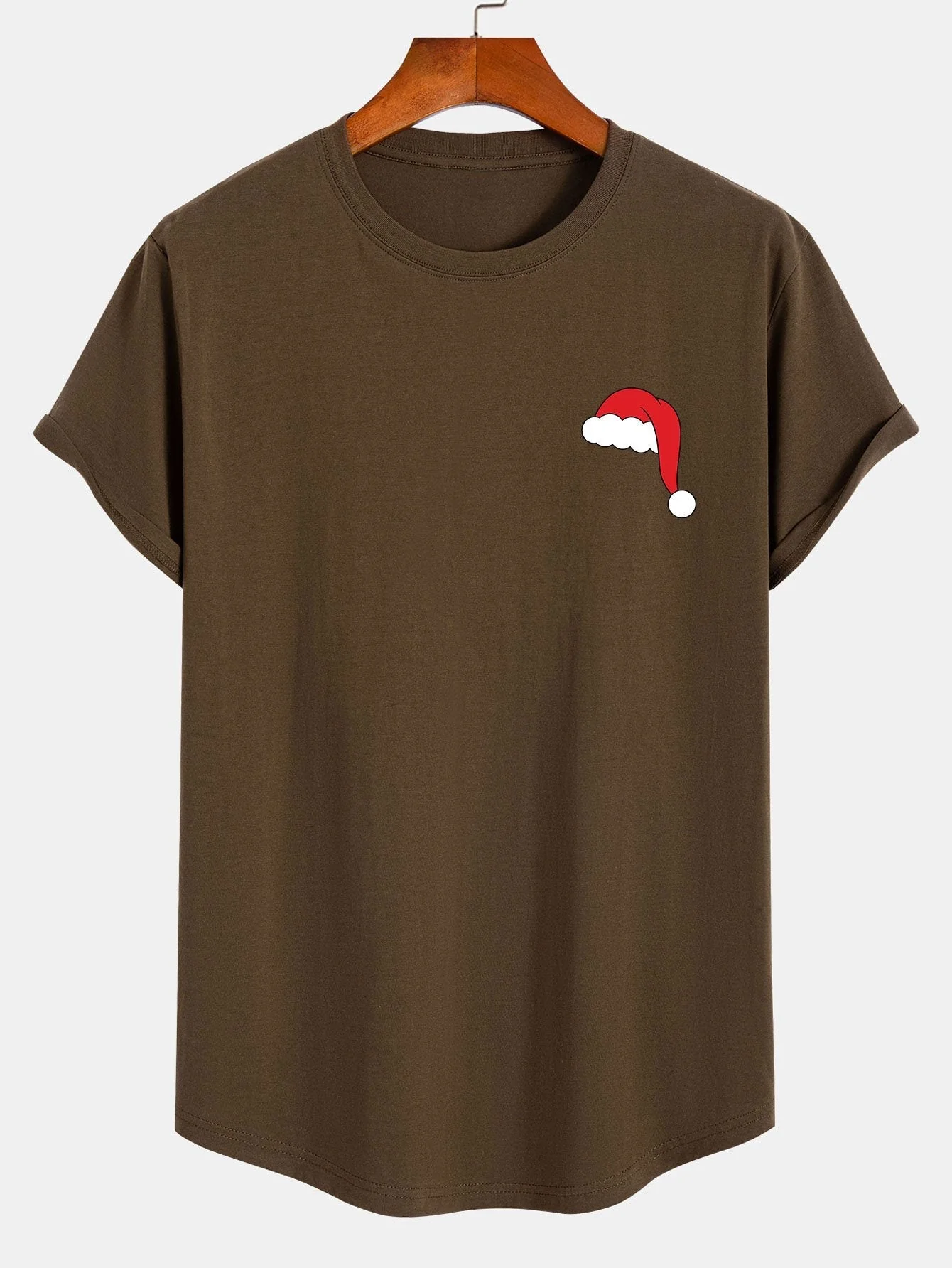 Alcides® | Santa Hat Print Cotton Arc Hem T-Shirt - Image 4