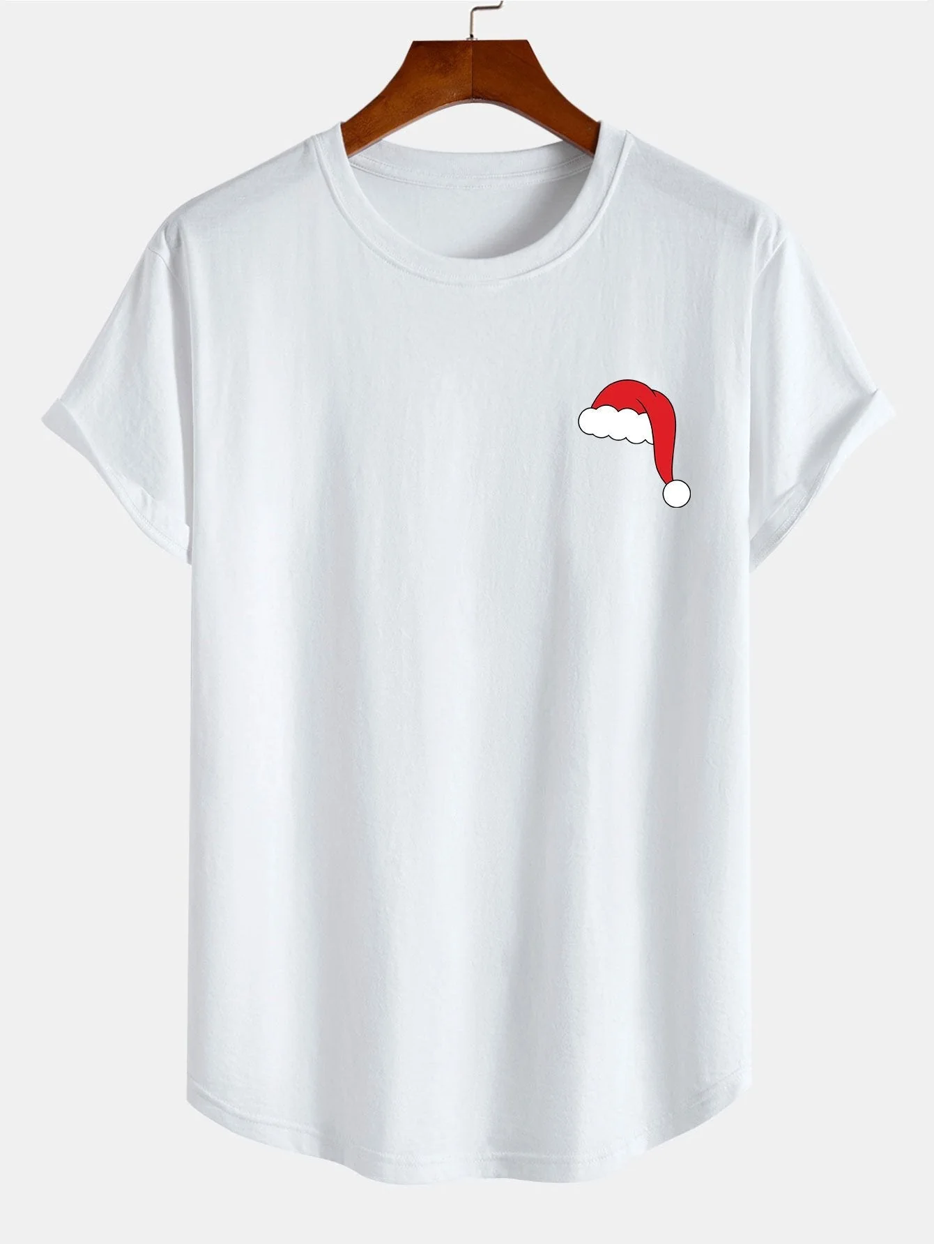 Alcides® | Santa Hat Print Cotton Arc Hem T-Shirt - Image 5