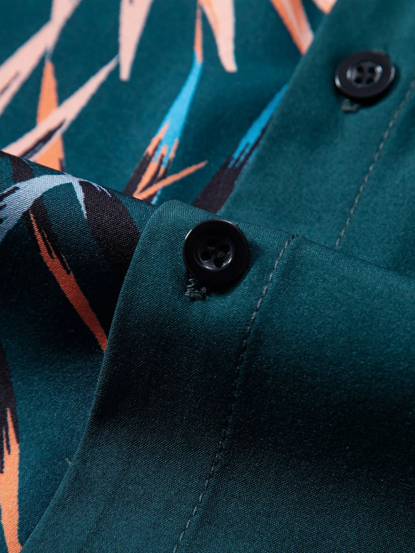 Aldair® | Leaf Patchwork Print Button Up Shirt - Image 4