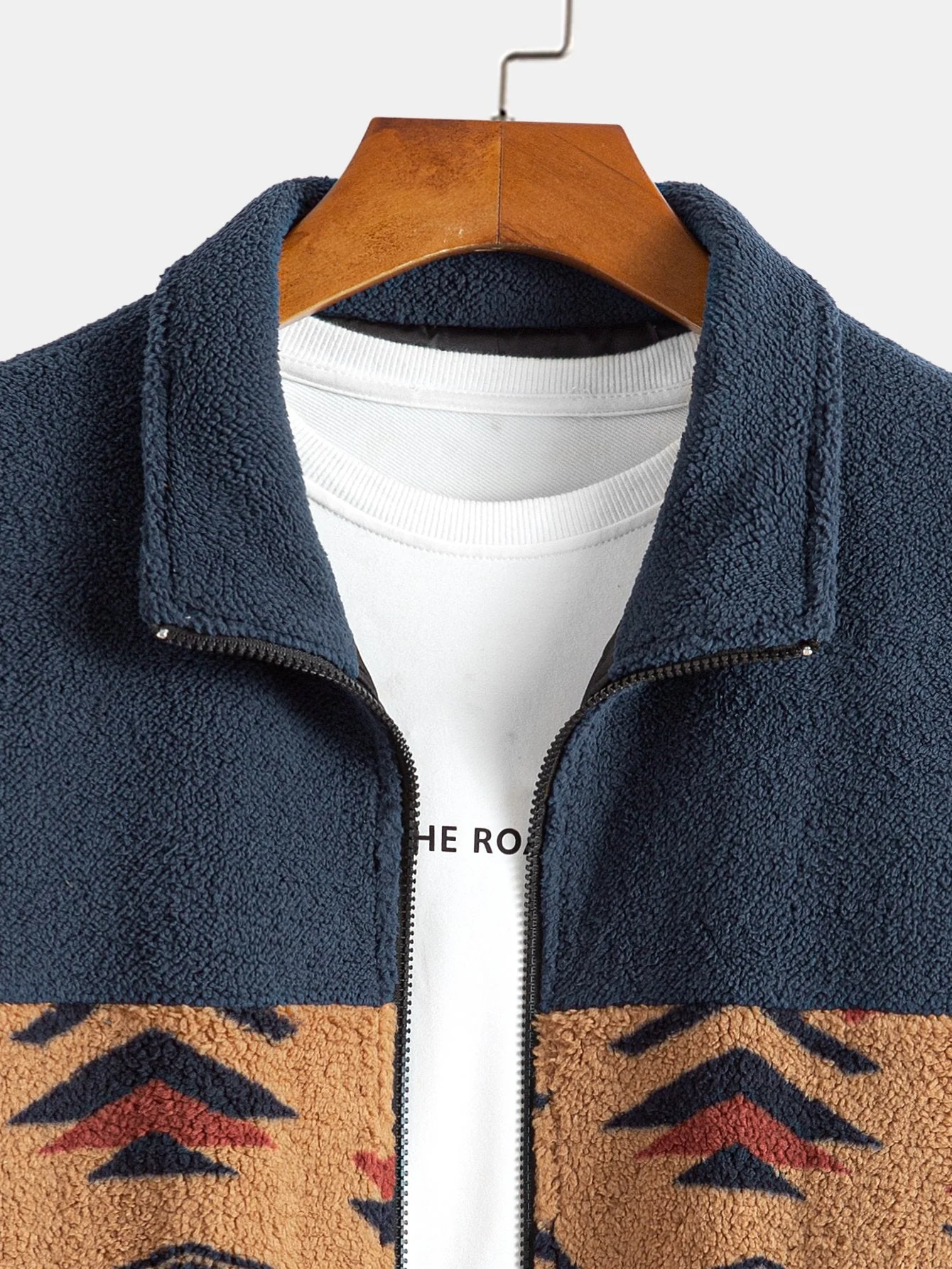 Alejandro | Aztec Print Patchwork Teddy Fleece Coat - Image 12