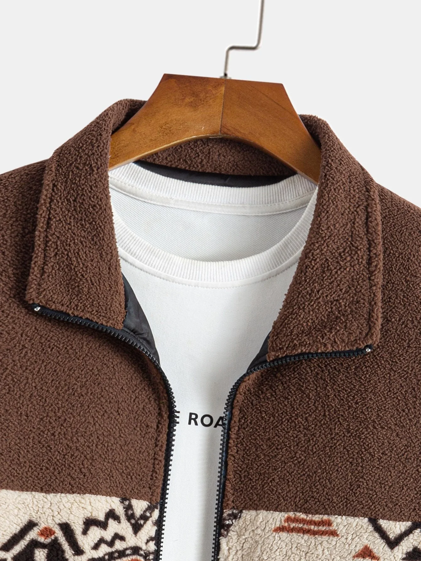 Alejandro | Aztec Print Patchwork Teddy Fleece Coat - Image 18