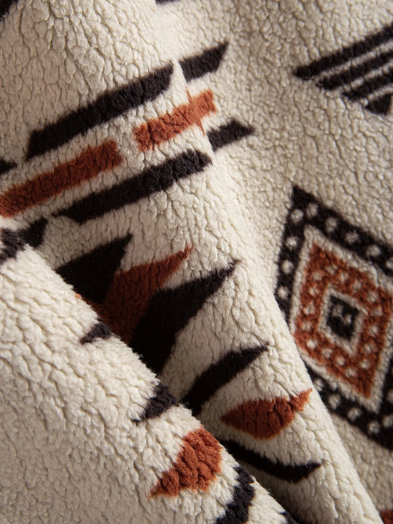Alejandro | Aztec Print Patchwork Teddy Fleece Coat - Image 3