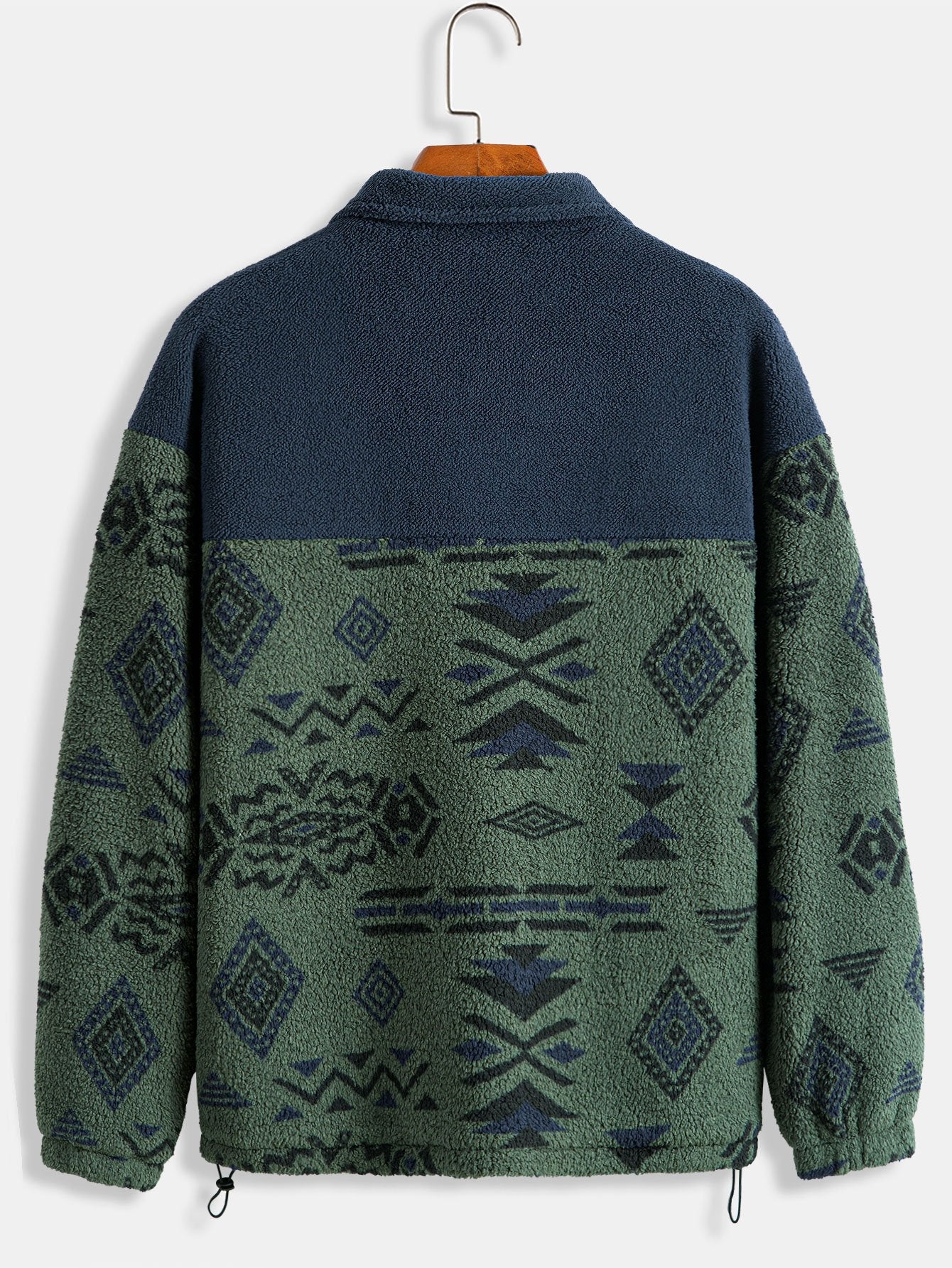Alejandro | Aztec Print Patchwork Teddy Fleece Coat - Image 6