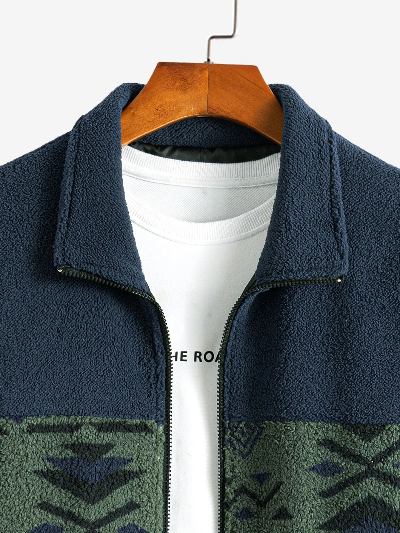 Alejandro | Aztec Print Patchwork Teddy Fleece Coat - Image 7