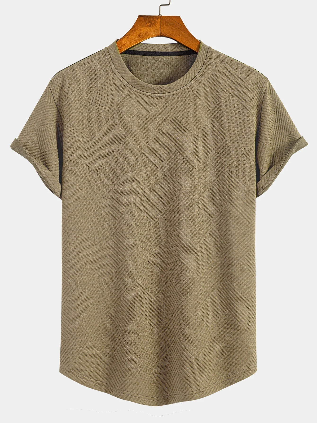 Alejo® | Short Sleeve Stripe Jacquard Arc Hem T-Shirt - Image 6