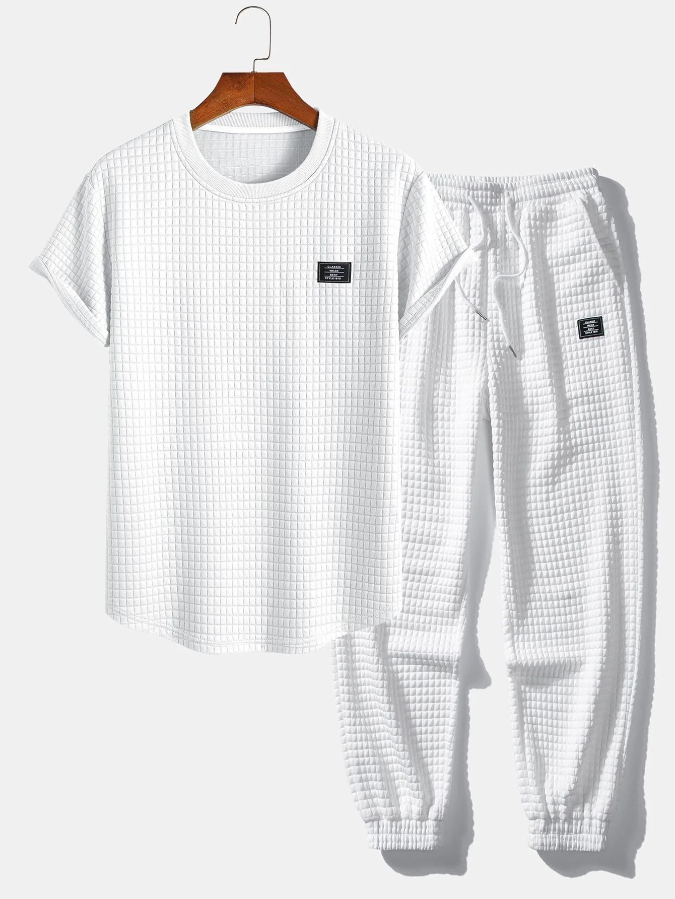 Alejo® | Short Sleeve Waffle Arc Hem T-Shirt & Jogger Pants - Image 2