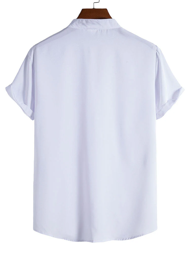 Alek® | Palm Tree Print Stand Collar Shirt - Image 7