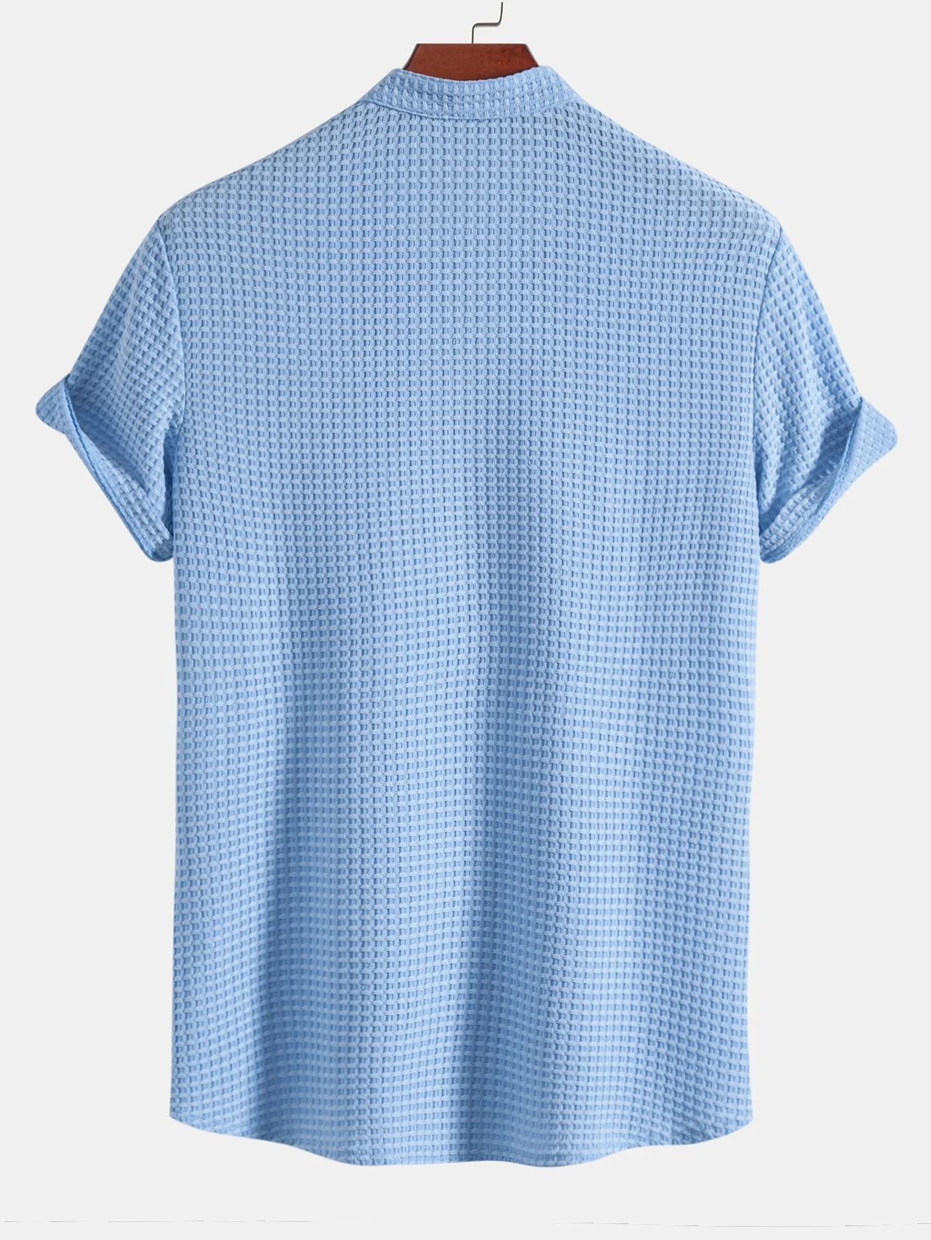 Aleko® | Muscle Fit Waffle Texture Stand Collar Shirt - Image 2