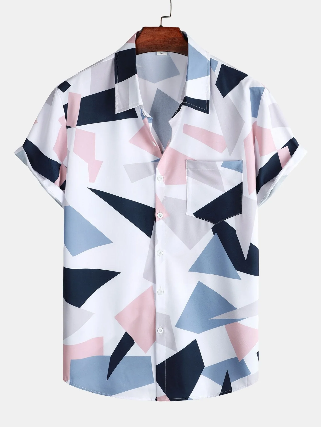 Alessander® | Geometric Print Button Up Shirt With Pocket