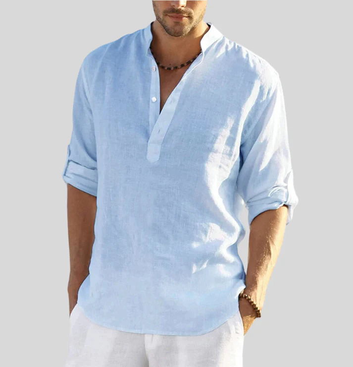 Alexander® | Elegant Linen Shirt With Collar - Image 3
