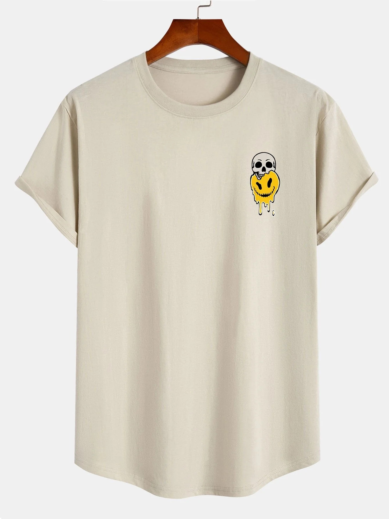 Alexander® | Skull Evil Face Print Cotton Arc Hem T-Shirt - Image 5