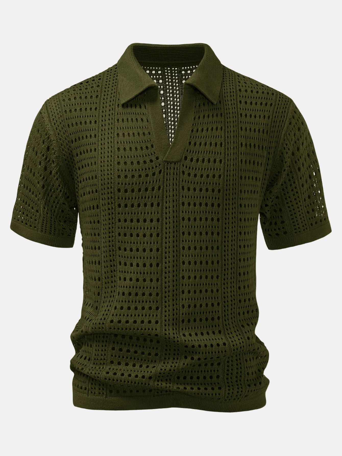 Alexander | Crochet  V Neck Polo Shirt - Image 10